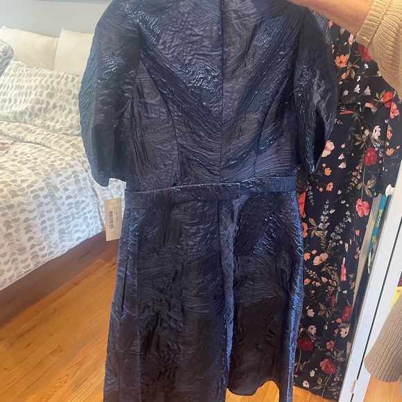 Teri Jon Blue Wrap Tie Front Midi Dress - Picture 2 of 10